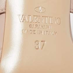 Pre Owned Valentino Blue/Dusty Pink Leather Rockstud Mules Size 37