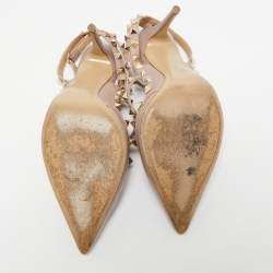 Pre Owned Valentino Dusty Pink Leather Rockstud Ankle Strap Pumps Size 38
