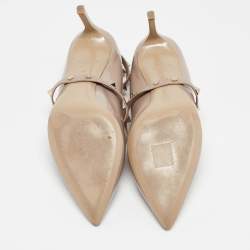 Pre Owned Valentino Beige Patent Leather Rockstud Pumps Size 37