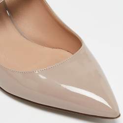 Pre Owned Valentino Beige Patent Leather Rockstud Pumps Size 37