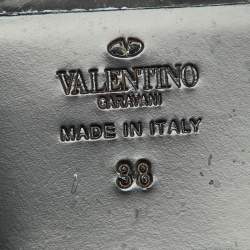 Valentino Black Leather Rockstud Ankle Length Boots Size 38