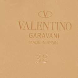 Pre Owned Valentino Green Leather Rockstud Wedge Sandals Size 38