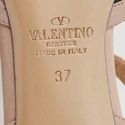 Pre Owned Valentino Black/Pink Patent and Leather Rockstud Caged Pumps Size 37