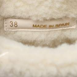 مملوكة مسبقًا Valentino Brown/Cream Suede and Wool Roman Stud Winter Boots Size 38