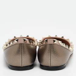 Valentino Metallic Leather Rockstud Ballet Flats Size 37