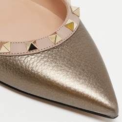 Valentino Metallic Leather Rockstud Ballet Flats Size 37