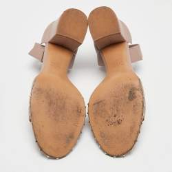 Pre Owned Valentino Beige Leather Ankle Strap Sandals Size 39