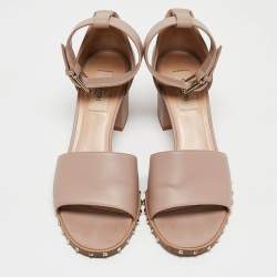 Pre Owned Valentino Beige Leather Ankle Strap Sandals Size 39