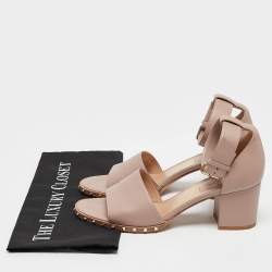 Pre Owned Valentino Beige Leather Ankle Strap Sandals Size 39