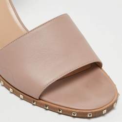 Pre Owned Valentino Beige Leather Ankle Strap Sandals Size 39