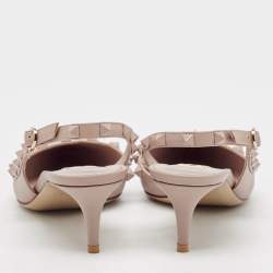 Pre Owned Valentino Dusty Pink Leather Rockstud Slingback Pumps Size 39