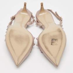 Pre Owned Valentino Dusty Pink Leather Rockstud Slingback Pumps Size 39