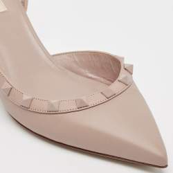 Pre Owned Valentino Dusty Pink Leather Rockstud Slingback Pumps Size 39