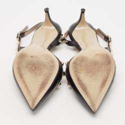 Pre Owned Valentino Black Leather Rockstud Slingback Pumps Size 39