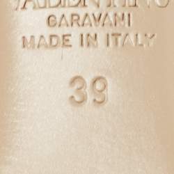 Pre Owned Valentino Black Leather Rockstud Slingback Pumps Size 39