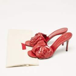 Pre Owned Valentino Red Leather Atlier Slide Sandals Size 39