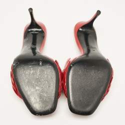 Pre Owned Valentino Red Leather Atlier Slide Sandals Size 39