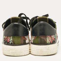 Valentino Multicolor Leather and Canvas Camubutterfly Lace Up Sneakers Size 40
