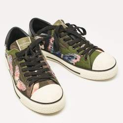 Valentino Multicolor Leather and Canvas Camubutterfly Lace Up Sneakers Size 40