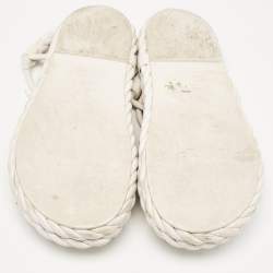 Valentino White Woven Leather The Rope Flat Sandals Size 37
