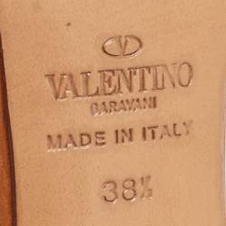 Pre Owned Valentino Tan Leather Studded Coin Ankle Strap Sandals Size 38.5