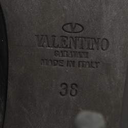 Pre Owned Valentino Black Leather Rockstud Ankle Strap Pumps Size 38
