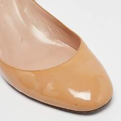 Pre Owned Valentino Beige Patent Leather Tango Ankle Strap Pumps Size 39