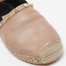 Valentino Dusty Pink Leather Rockstud Espadrille Flats Size 36
