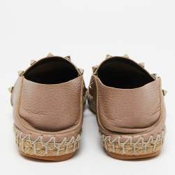 Valentino Dusty Pink Leather Rockstud Espadrille Flats Size 36