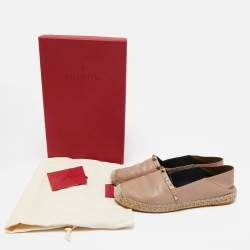Valentino Dusty Pink Leather Rockstud Espadrille Flats Size 36