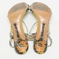 Pre Owned Valentino Multicolor Leather Ankle Strap Sandals Size 38.5