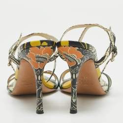 Pre Owned Valentino Multicolor Leather Ankle Strap Sandals Size 38.5
