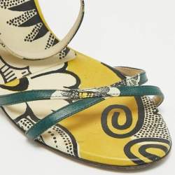 Pre Owned Valentino Multicolor Leather Ankle Strap Sandals Size 38.5