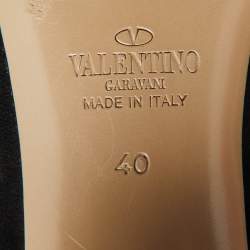 مملوكة مسبقًا Valentino Black Suede Rockstud Block Heel Knee Length Boots Size 40