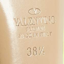 Valentino Green/Beige Pink Leather Rockstud Ankle Strap Pumps Size 38.5