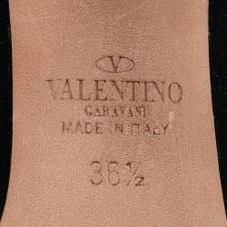 Pre Owned Valentino Black Velvet and PVC Bow Pointed Pumps Size 36.5