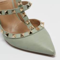 Valentino Mint Green Leather Rockstud Ankle Strap Pumps Size 39