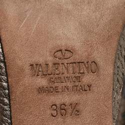 Valentino Metallic Leather Rockstud Ankle Strap Pumps Size 36.5