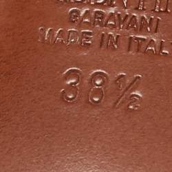 Pre Owned Valentino Brown Leather VLogo Slide Sandals Size 38.5