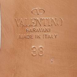 Pre Owned Valentino Metallic Leather Rockstud Slide Sandals Size 38