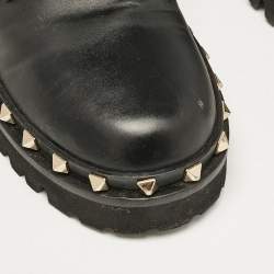 Valentino Black Leather Rockstud Ankle Boots Size 40