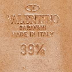 Pre Owned Valentino Beige Leather Escape V logo Slingback Sandals Size 39.5