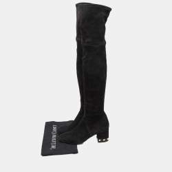 Pre Owned Valentino Black Suede Knee Length Boots Size 38