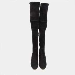 Pre Owned Valentino Black Suede Knee Length Boots Size 38