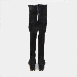 Pre Owned Valentino Black Suede Knee Length Boots Size 38