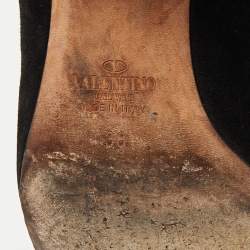 Pre Owned Valentino Black Suede Knee Length Boots Size 38