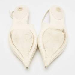 Pre Owned Valentino Off White Leather VLogo Slingback Flats Size 39