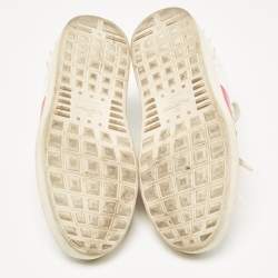 Valentino White/Red Leather Rockstud Lace Up Sneakers Size 39