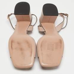 Pre Owned Valentino Dusty Pink Leather VLogo Ankle Strap Sandals Size 41