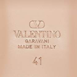 Pre Owned Valentino Dusty Pink Leather VLogo Ankle Strap Sandals Size 41